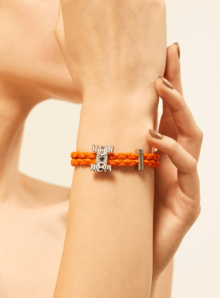 personalised women silver bracelets in solar orange colour
