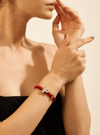 customised women gold bracelets in red colour