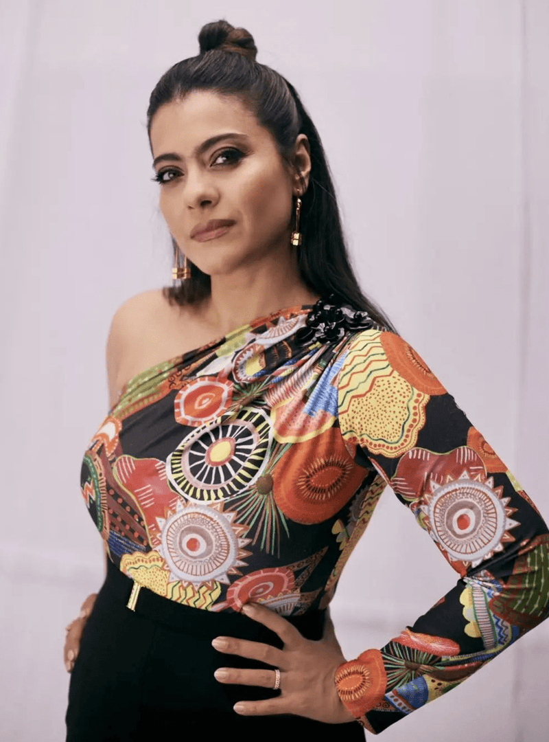 Celebrity Kajol Bolt Wearing Drop Hoop Earrings