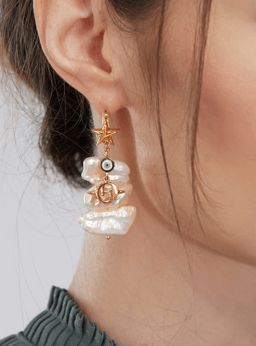 Anni lu baroque hot sale pearl shell earrings