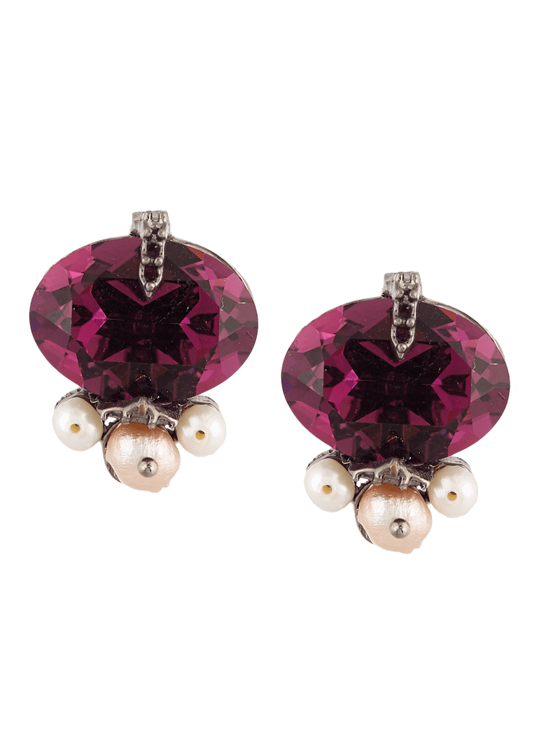 Lilac Shadow Cut Crystal Stud Earrings