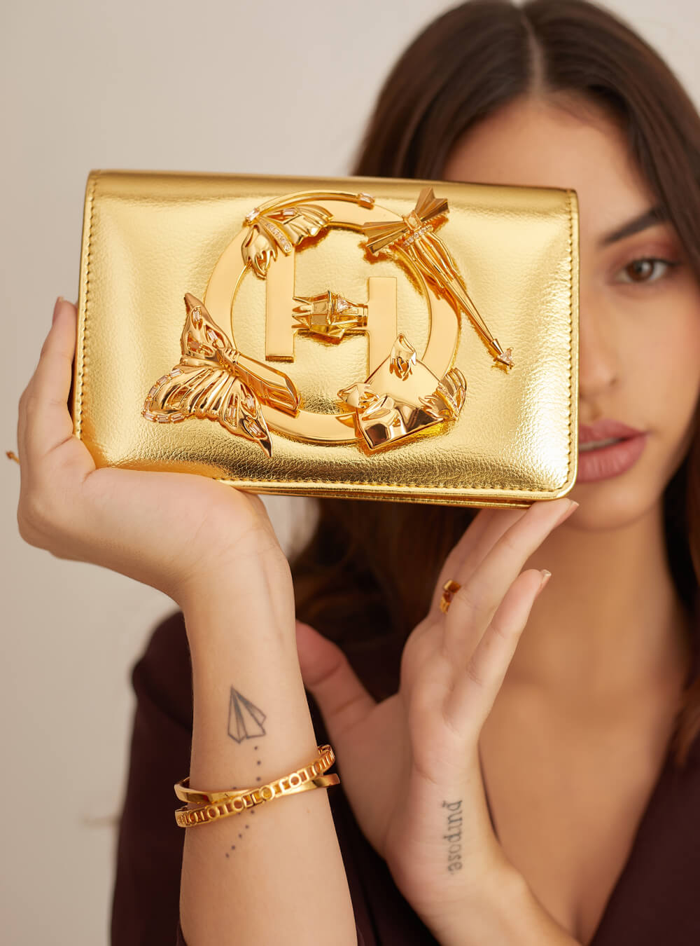 Gold Pu Mini Knot Handle Grab Bag | PrettyLittleThing