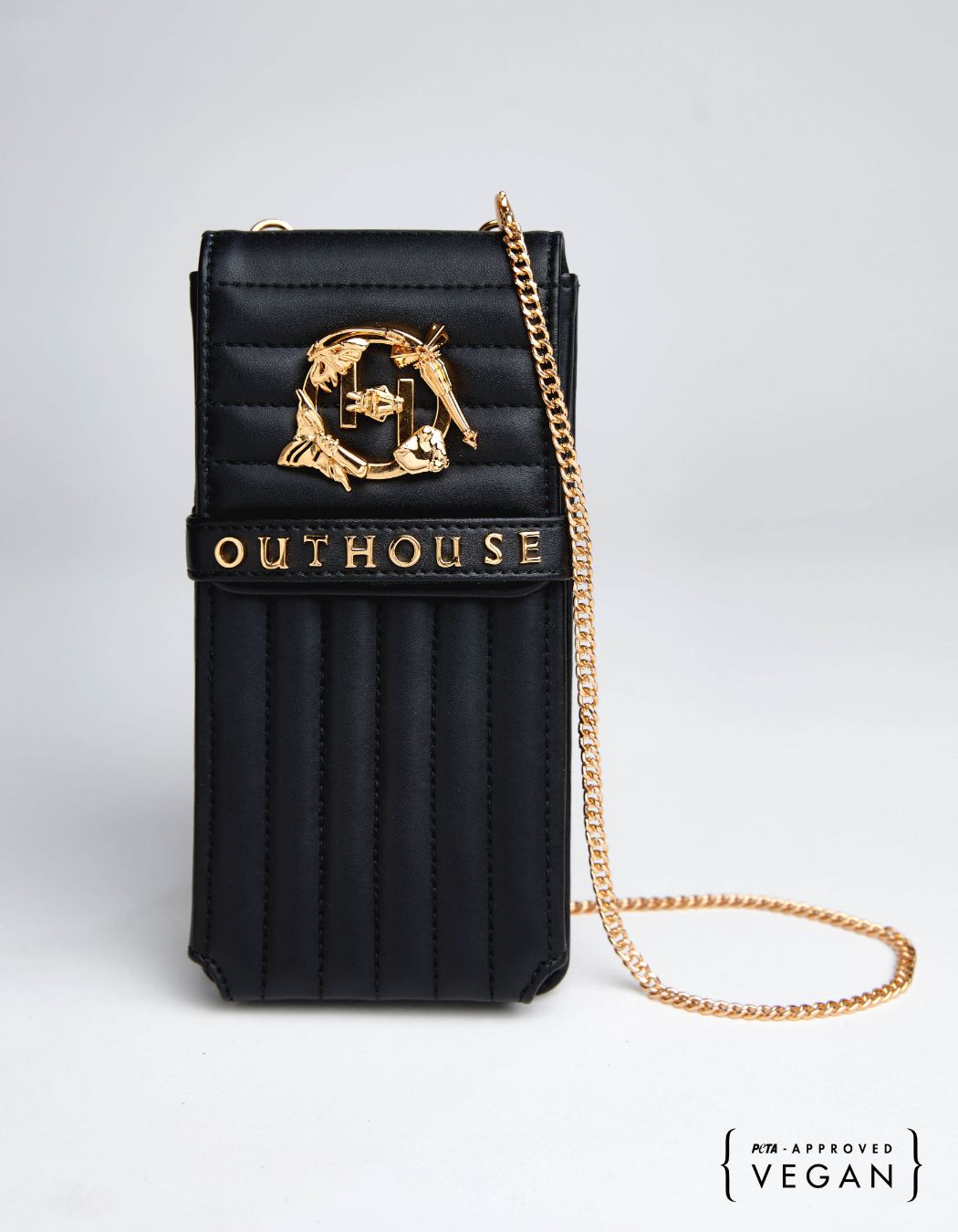 Noir Black Vegan Leather Nano Bag Design by Outhouse at Pernia's Pop Up  Shop 2024