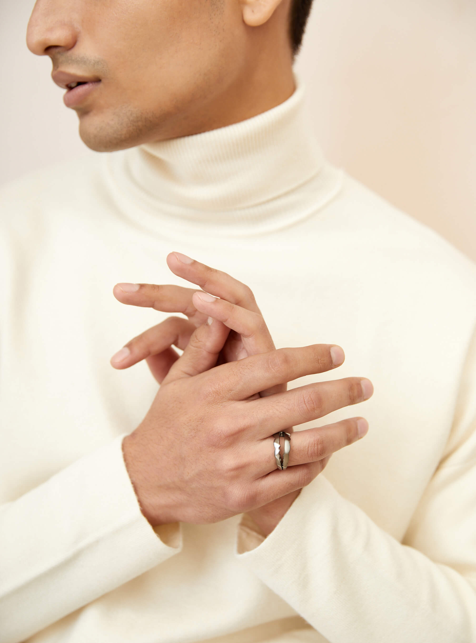 Mens silver designer ring