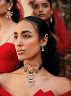 Le Palm Fish Velvet Choker in Jade Green