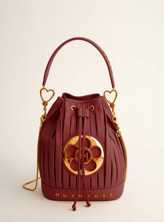 Outhouse Poppy Bucket Bag In Maroon