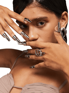 contemporary designed OH Monogram Fingertip Silver Ring 