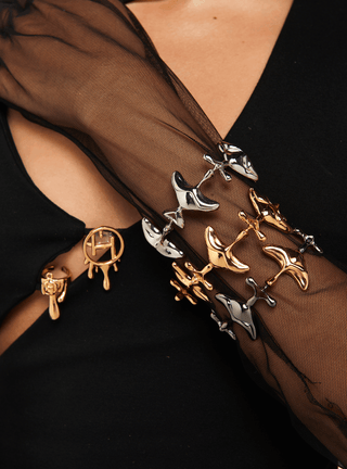 Designer Shroomhead Bangle In Gold Finish handcuff bracelet