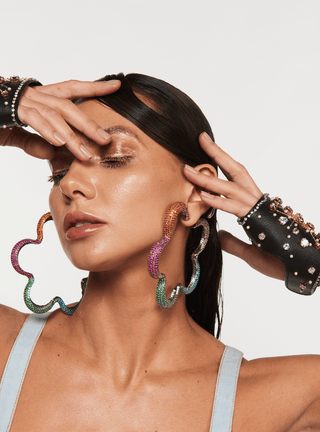 womens multi colour statement earrings