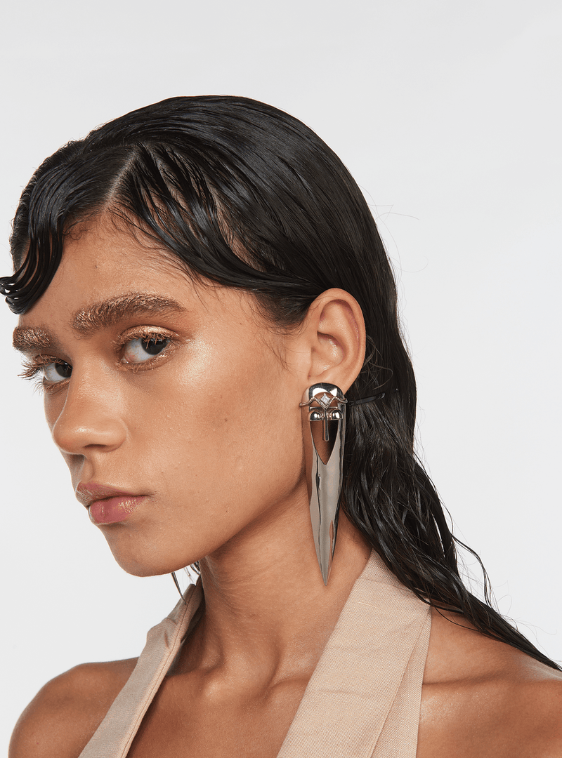 Gavi Spicule Earrings In Silver Finish