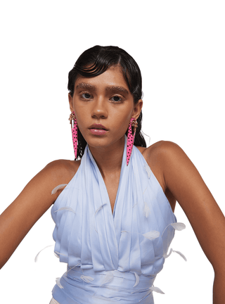 Designer pink enamel earrings
