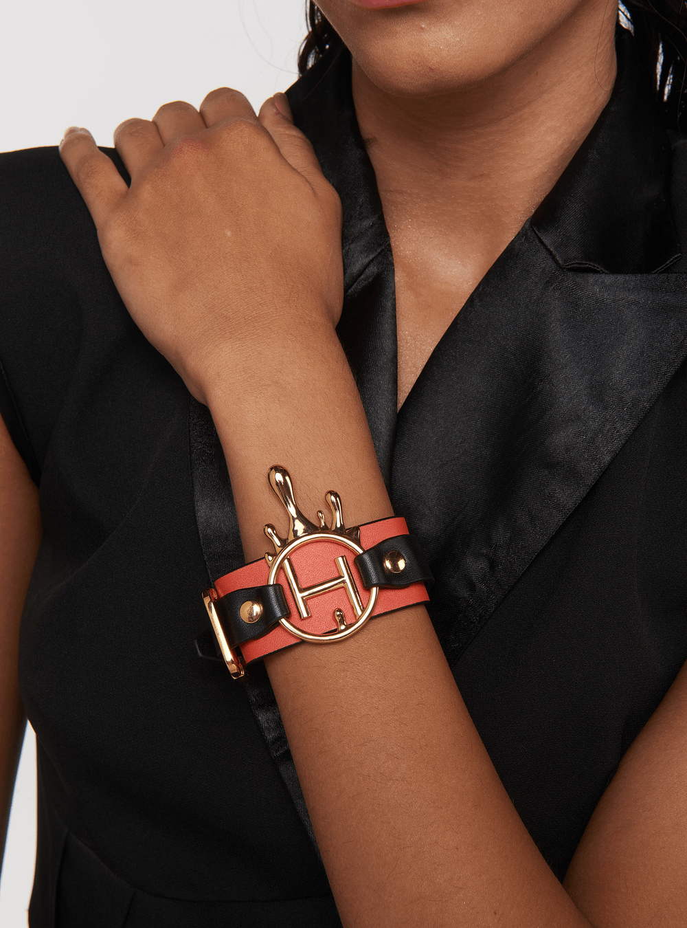 Buy Black Caviar Leather Strap Cuff Bracelet With Silver Sundial Charm With  Black Patterns and Magnetic Clasp for Women and Girls Online in India - Etsy