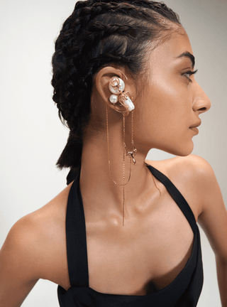 designer threader earrings with pearls