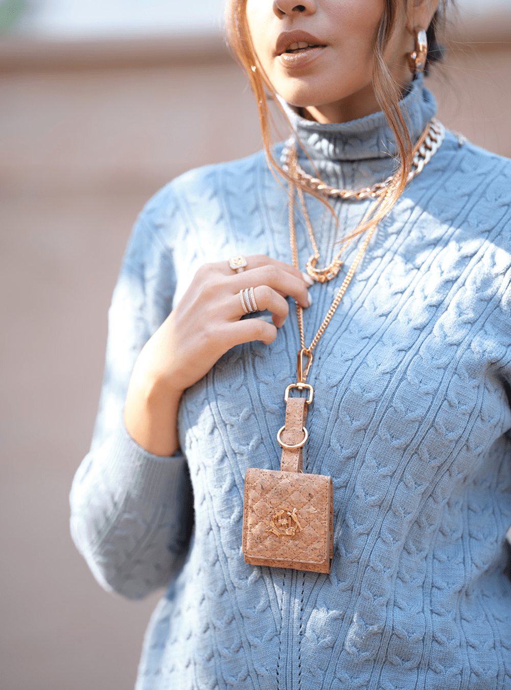 Summiyya (House of Misu) in The Oh V Birdy Airpods Case - Beige Cork –  Outhouse Jewellery