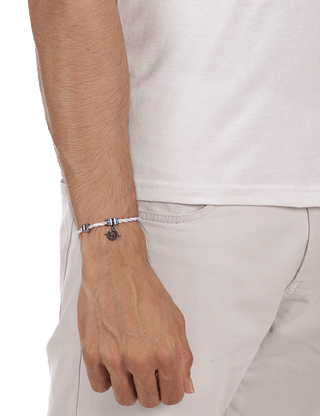 White evil eye bracelet for men