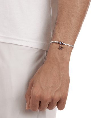 White and gold evil eye bracelet for men
