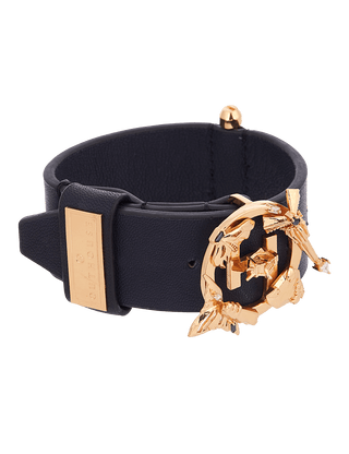 O.H. V Noir Black Leather Bracelet