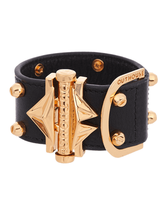 black leather cuff bracelet