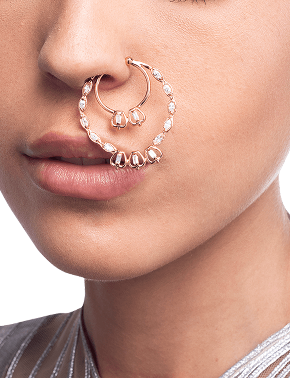 Irregular Nose Hoop Rings Fake Nose Ring Women Nose Clip Amethyst Nose Ring  | eBay