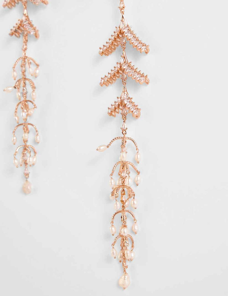 dangling pearl earrings