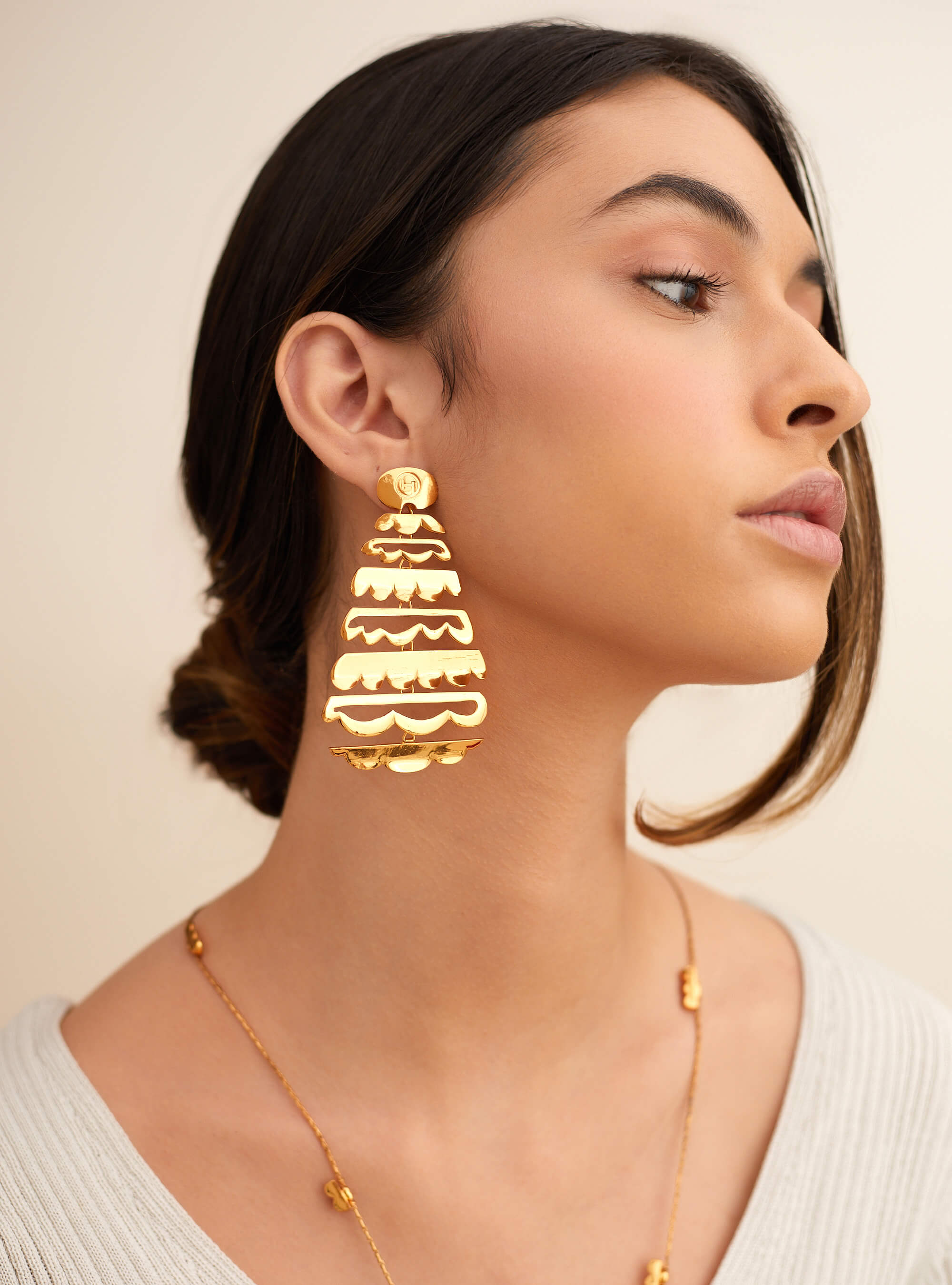 Nicole Williams English Wearing OH Epee Statement Earrings