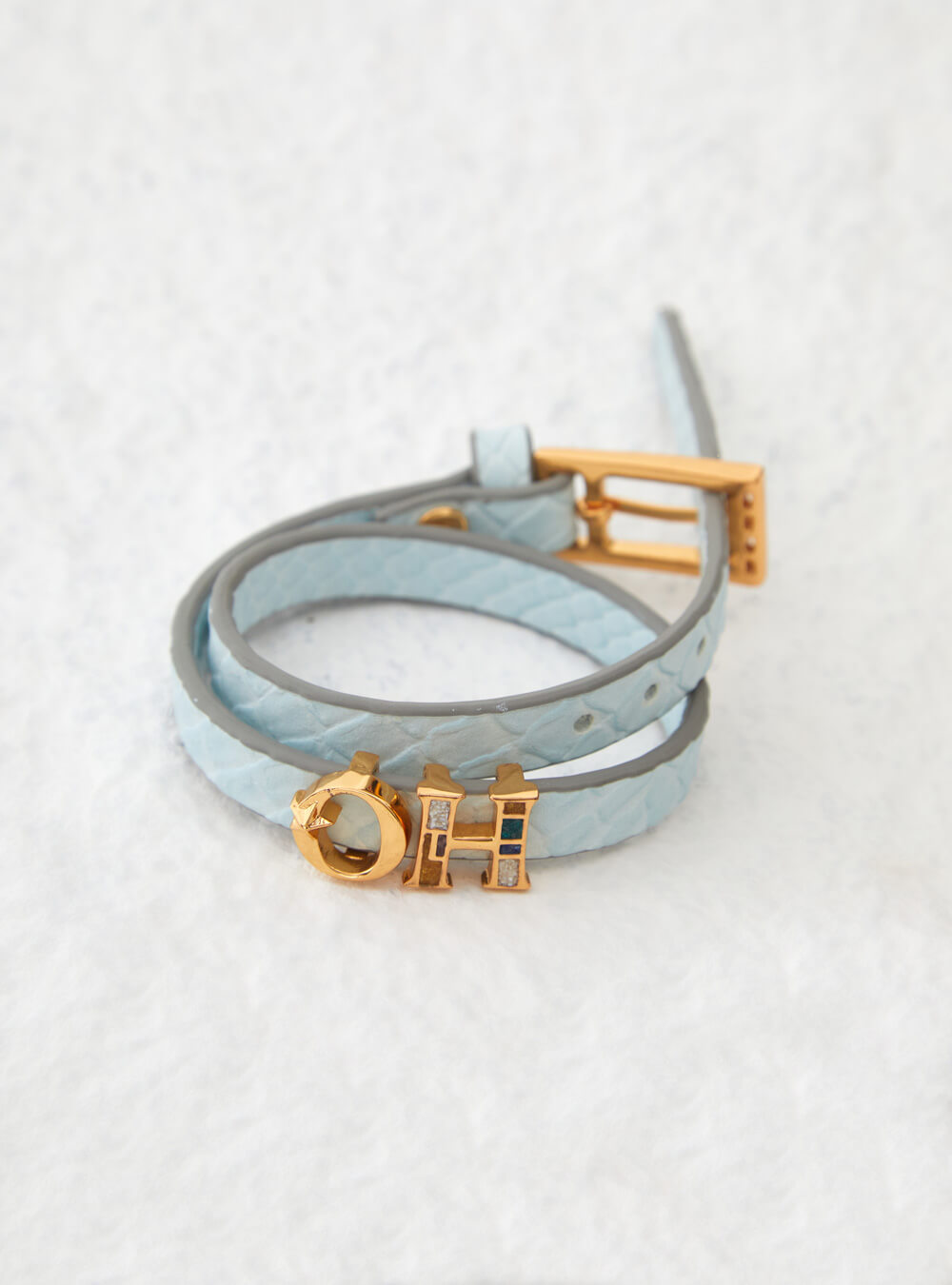 Outhouse - OH Series The Oh Monogram, Cobalt Blue Double Wrap Leather  Bracelet
