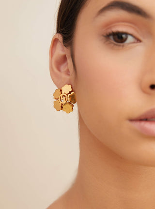 floral design gold earrings