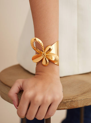 floral design gold handcuff