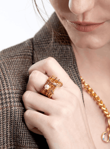 gold charm stacked ring