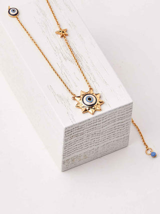 gold evil eye charm necklace