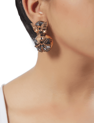 gold plated double button earrings