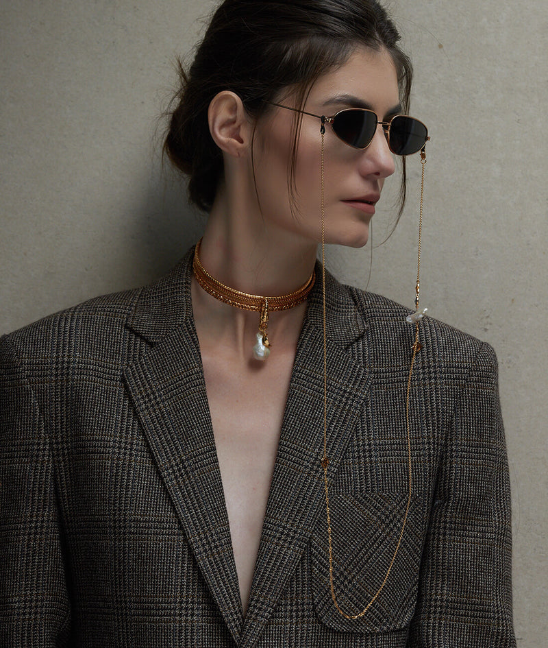 gold plated pearl choker