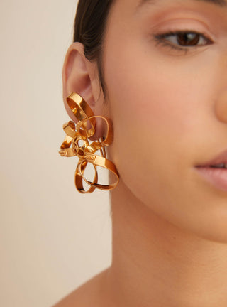gold stud statement earrings