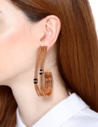 Gold zip hoop earrings