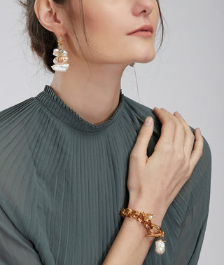 gold keshi pearl earrings​