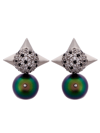 green crystal stud earrings