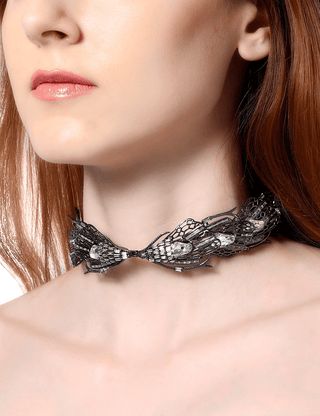 Gunmetal choker necklace for women