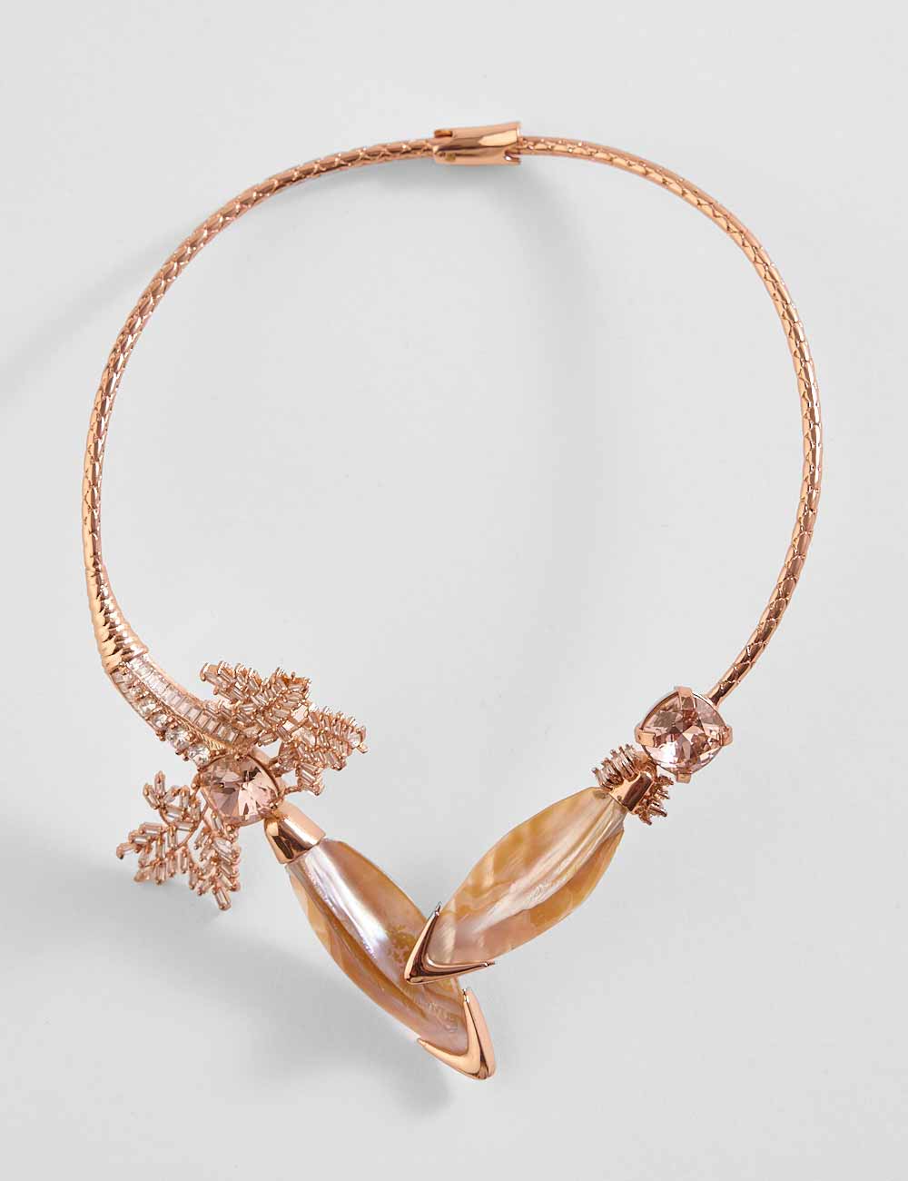 14K Yellow Gold Open Collar Choker Necklace with Bujukan Bead Cluster | JR  Jewelers
