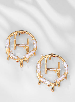 22kt gold plated statement earrings with pearls 