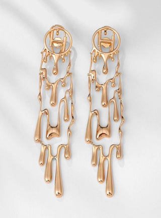 Fancy gold long earrings 
