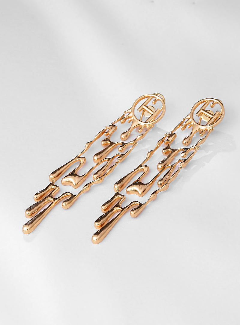 heavy gold long earrings 