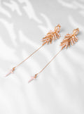 threader long earrings in gold & pearls 