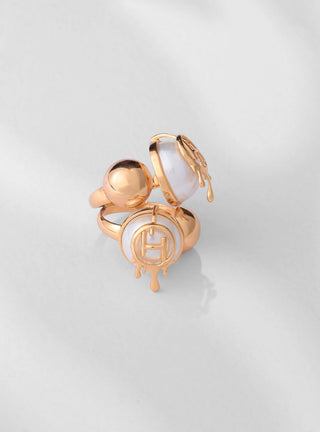 gold pearl clump rings