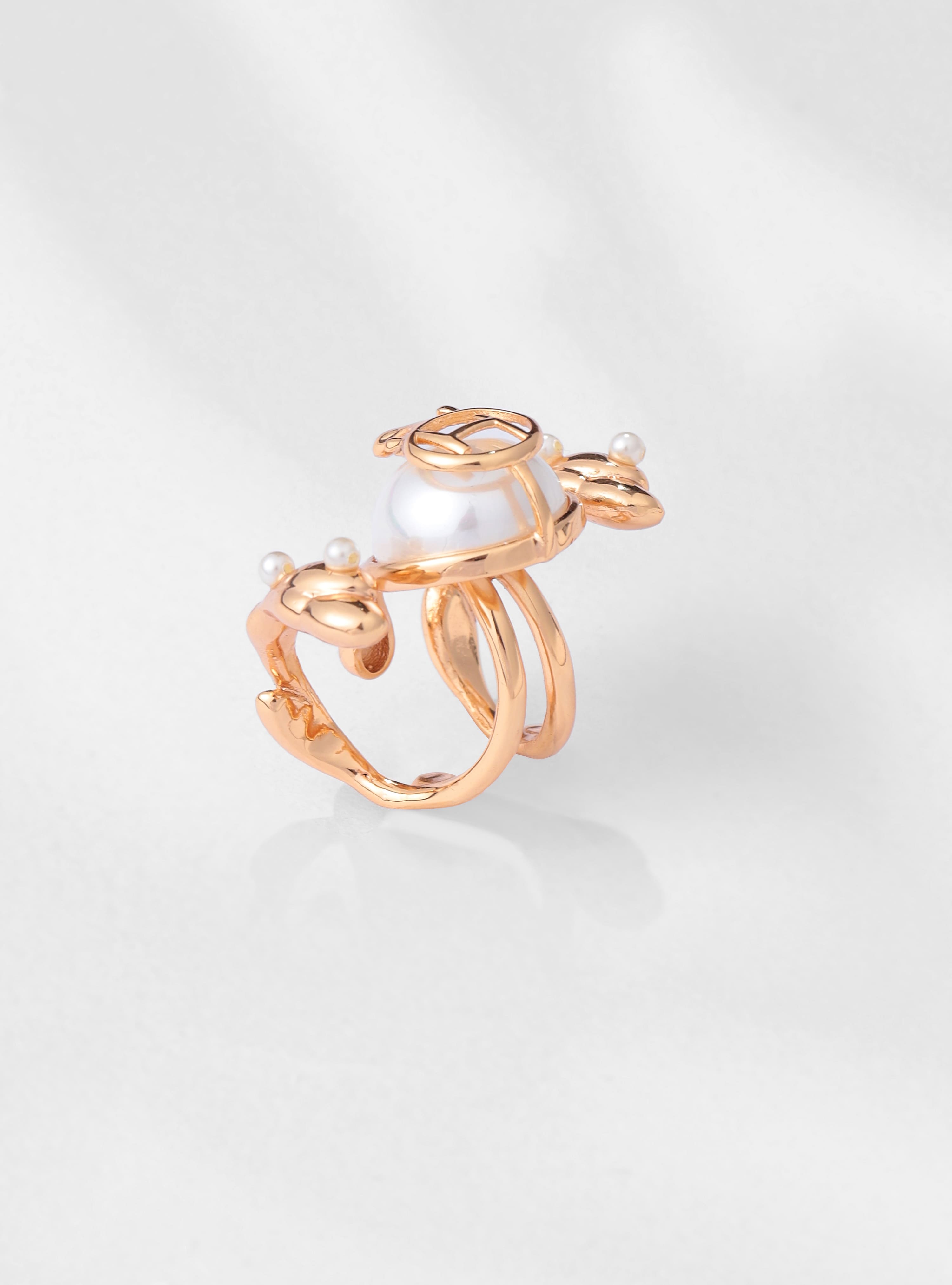 Solid Gold Pearl Trio Ring | Local Eclectic – local eclectic
