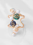 Gold Handcuff bracelets with pearls 