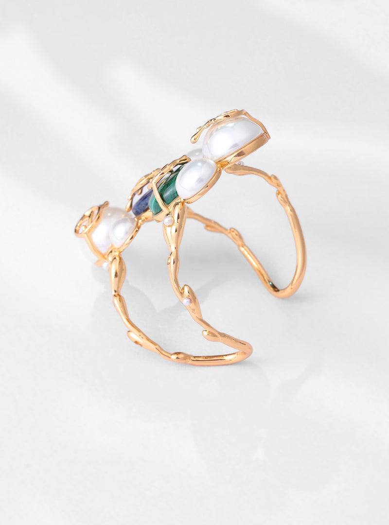 Fancy pearl handcuff bracelets