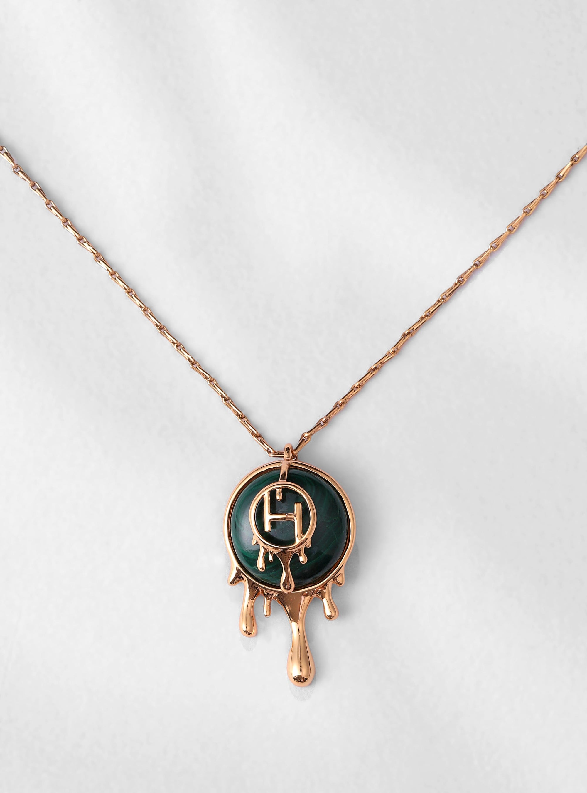 Drip OH Palescent Malachite Pendant Necklace