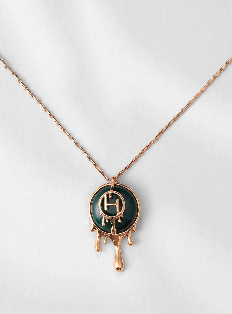 Drip OH Palescent Malachite Pendant Necklace