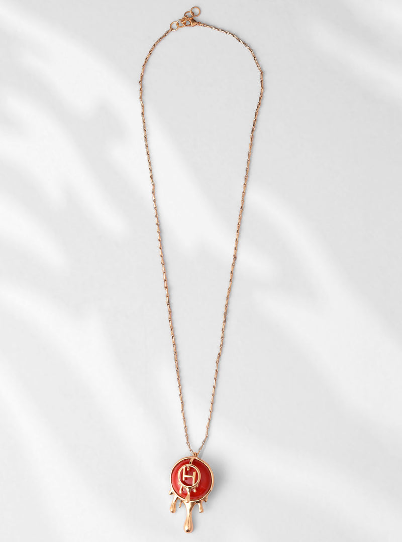 Drip OH Palescent Coral Pendant Necklace