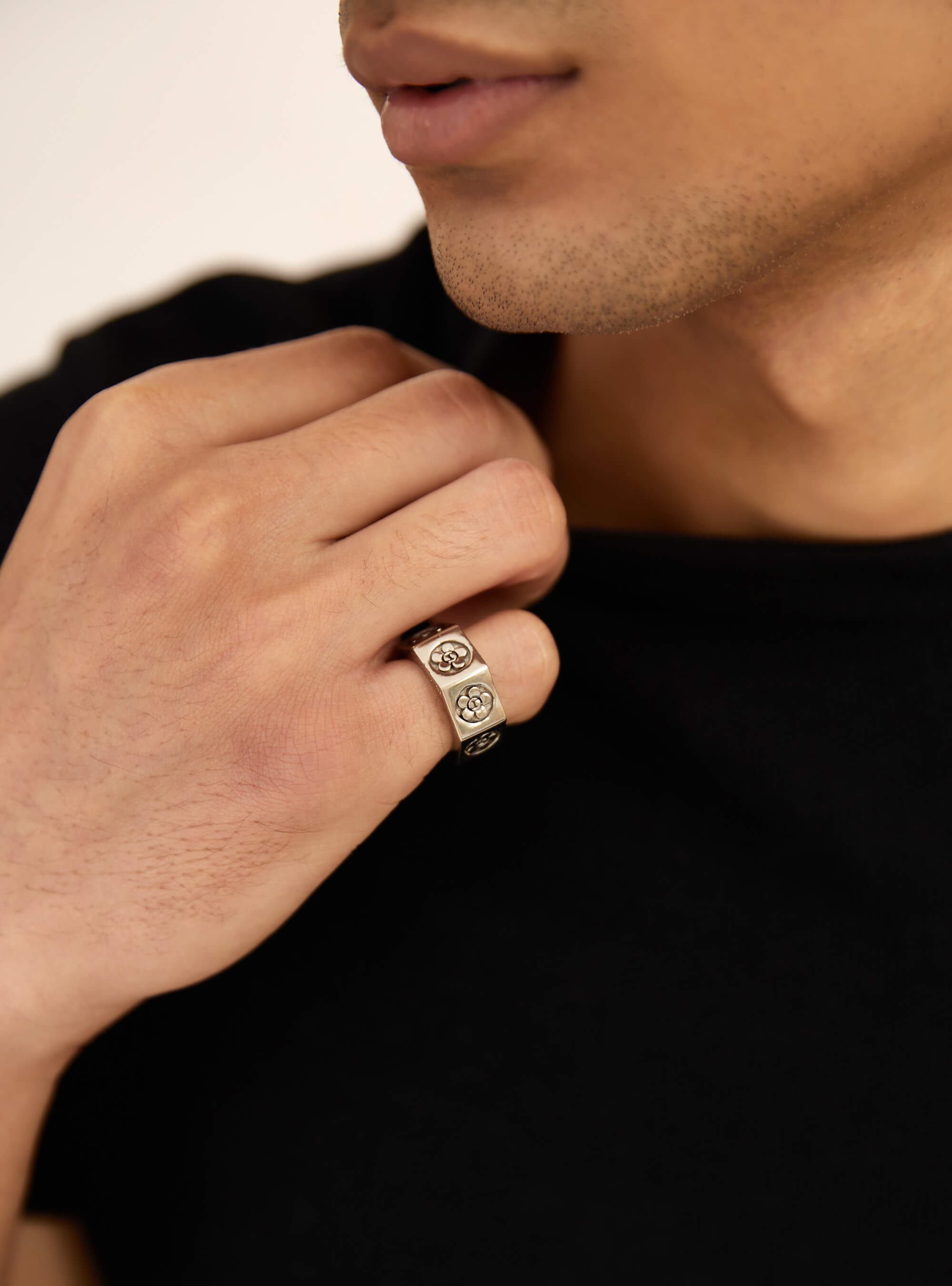 Stylish mens ring with silver plated - . Gift Ideas